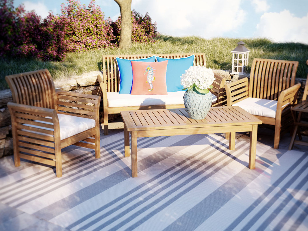 Beachcrest Home Elmhurst 4 Piece Sofa Set with Cushions & Reviews Wayfair