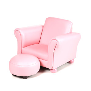 Aultman Upholstered Children's Faux Leather Club Chair and Ottoman
