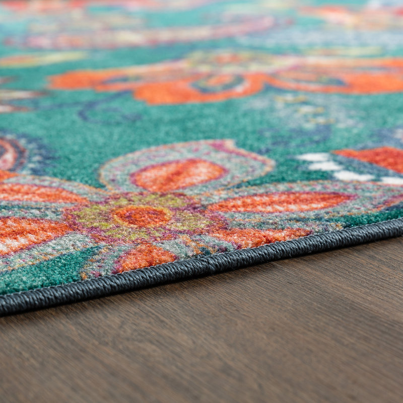 Charlton Home Swansville Green/Orange Area Rug & Reviews Wayfair