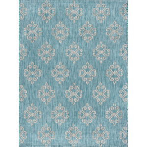 Bella Transitional Aqua Indoor/Outdoor Area Rug