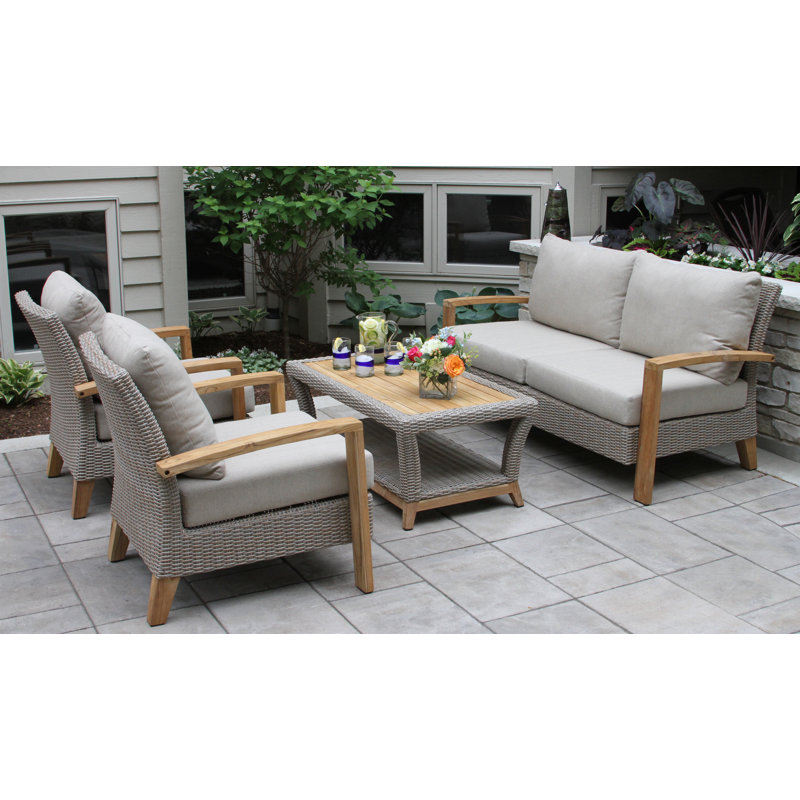 Dillard 4 Piece Rattan Sofa Seating Group With Cushions Allmodern Dillard 4 Piece Rattan Sofa Seating Group With Cushions