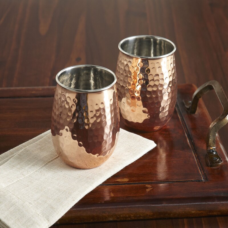 Hammered Copper 17 Oz. Stemless Wine Glass & Reviews | Joss & Main