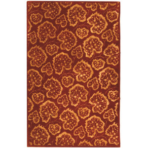 Sunny Geranium Leaf Hand Tufted Wool Crimson Area Rug