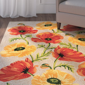 Haverstraw Hand-Tufted Yellow/Red Indoor/Outdoor Area Rug