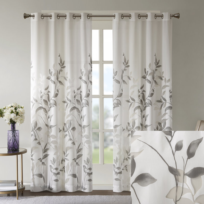 Charlton Home Lazenby Nature Floral Semi Sheer Grommet