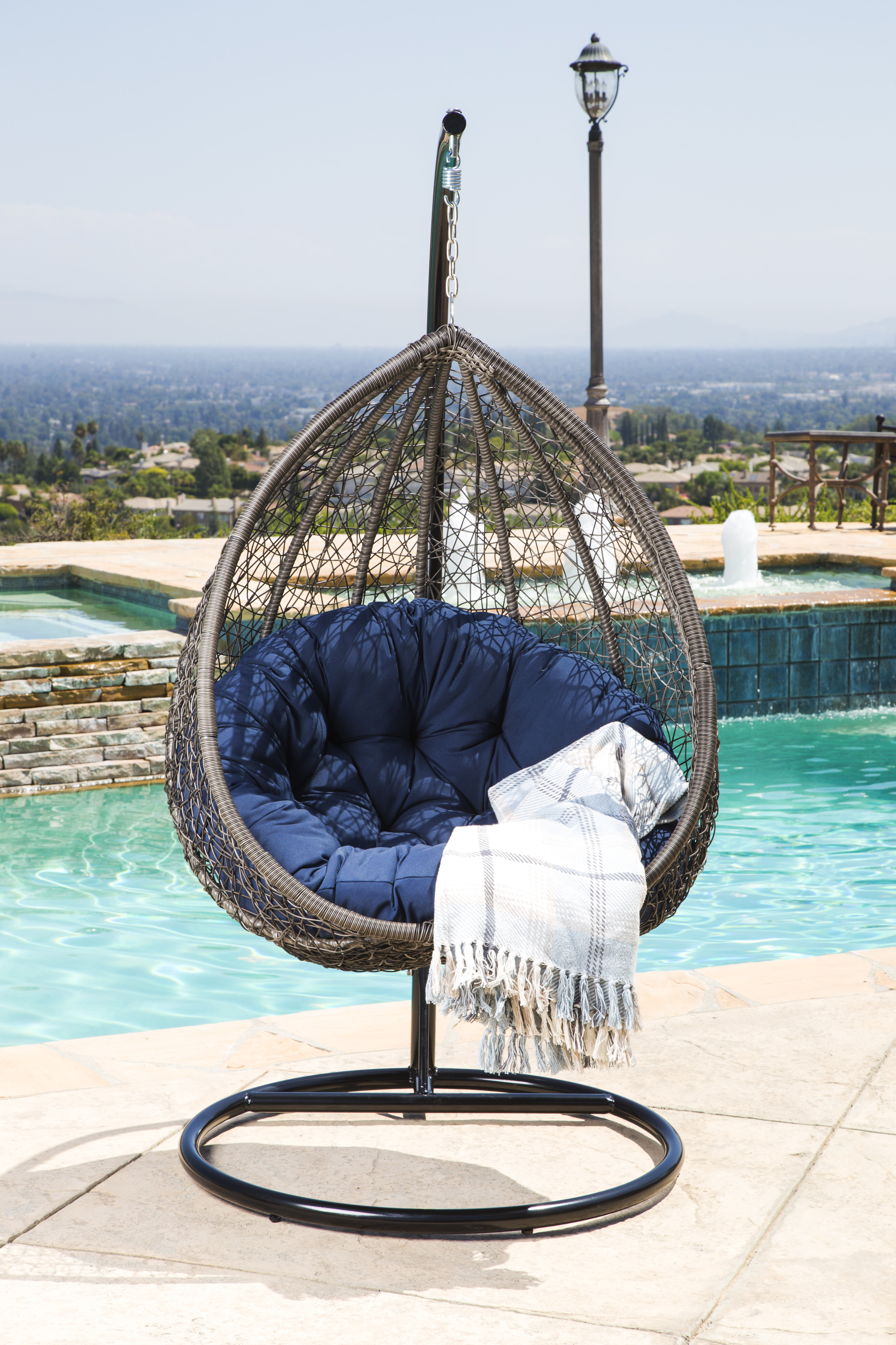 Bungalow Rose Ostrowski Outdoor Wicker Swing Chair with Stand | Wayfair