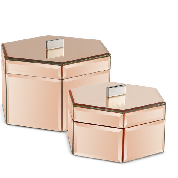 26cm 3 Drawers Mirrored Glass Jewellery Mirror Box Storage