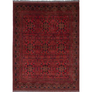One-of-a-Kind Rosales Hand-Knotted Dark Burgundy/Black Area Rug