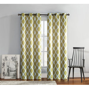 Coley Geometric Room Darkening Thermal Grommet Curtain Panels (Set of 2)
