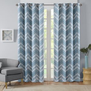 Seto Chevron Blackout Grommet Single Curtain Panel