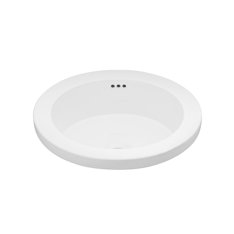 Round Ceramic Circular Drop In Bathroom Sink With Overflow 