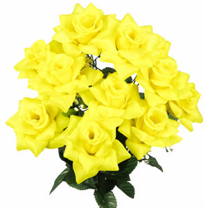 Artificial Blooming Veined Satin Rose Flowers Bush