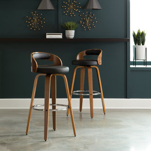 Mid Century Modern Barstool Pub Stool From Solid Teak Wood Simple Elegant Pub Bar Chair Bar Table Height Chair Seating With Footrest Dining Room Furniture Kitchen Dining Tables