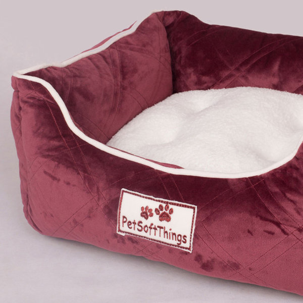 Pet Soft Things Super Soft Quilted Dog Bed with Removable Pillow