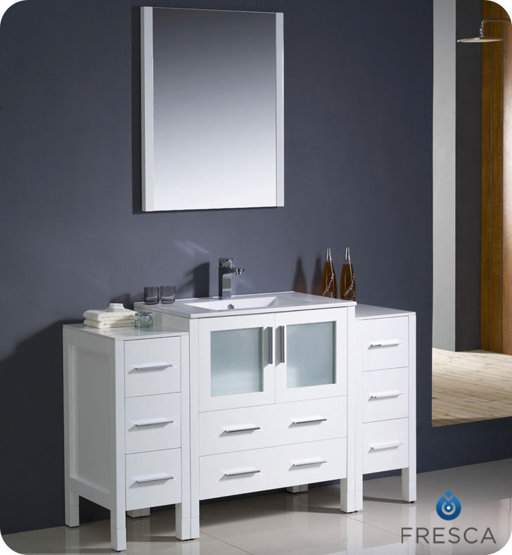 Modern Bathroom Vanities Pompano Beach fresca torino 54" single modern bathroom vanity set with mirror Modern Bathroom Vanities Pompano Beach fresca torino 54" single modern bathroom vanity set with mirror