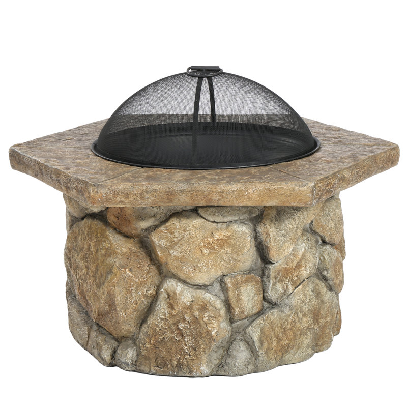Loon Peak Ryegate Faux Stone Wood Burning Fire Pit Table ...