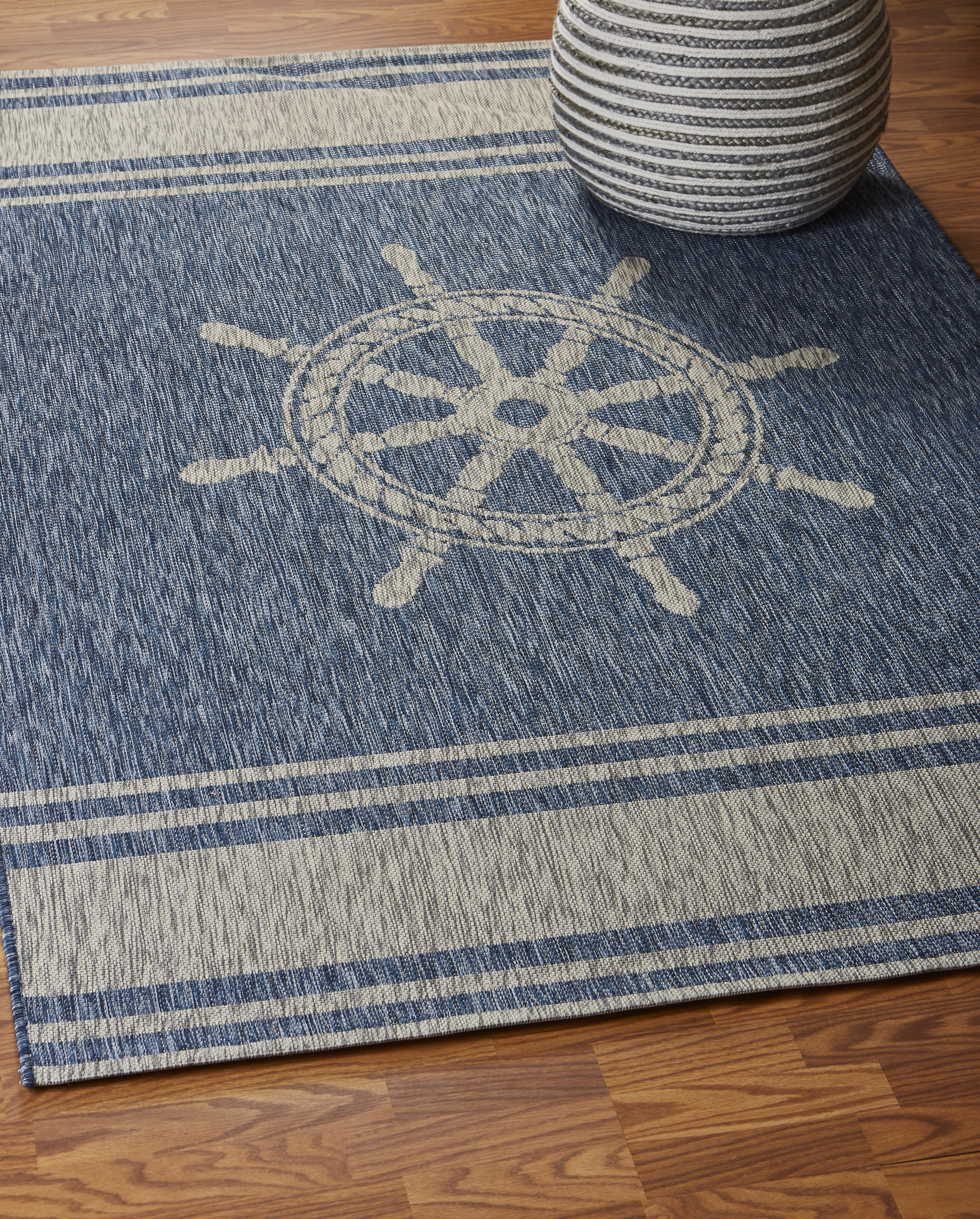 Breakwater Bay Weese Nautical Helm Navy Gray Indoor Outdoor Area Rug Breakwater Bay Weese Nautical Helm Navy Gray Indoor Outdoor Area Rug Reviews Wayfair