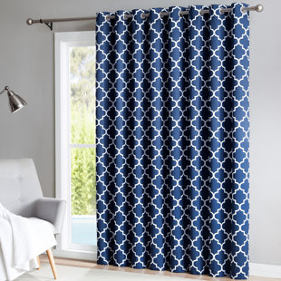 Navy Blue Print Curtains Wayfair