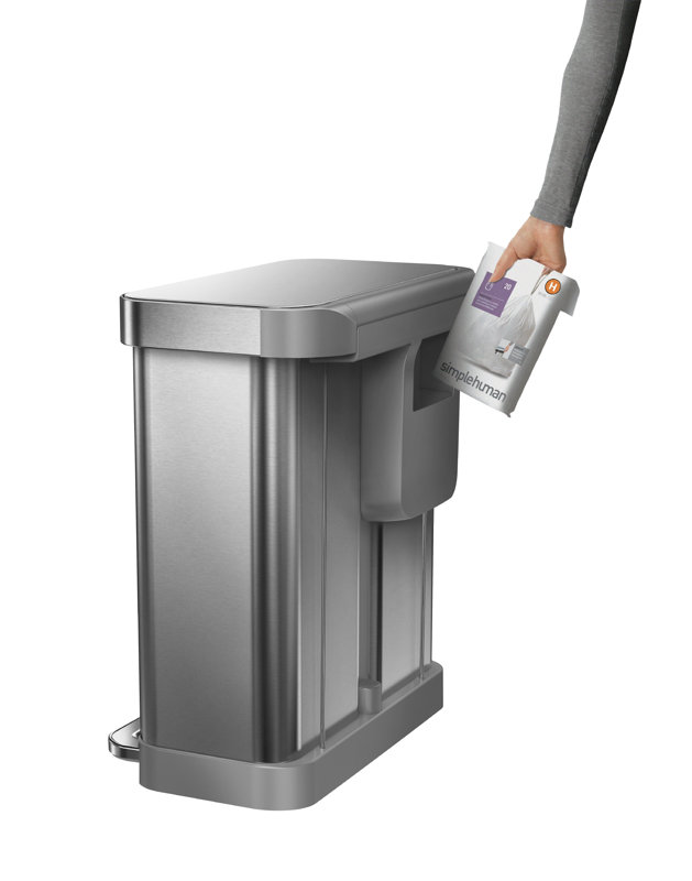 simplehuman 15 Gallon Dual Compartment Rectangular Step Trash Can with