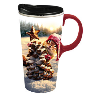 Travel Mugs Wayfair Aliza Holiday Squirrel Travel Mug