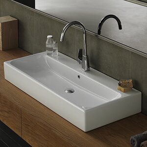 Pinto Ceramic Rectangular Vessel Bathroom Sink with Overflow