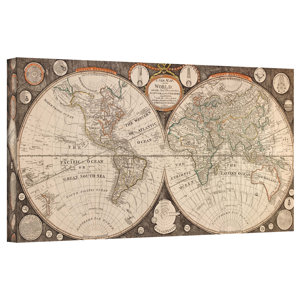 'A New Map of the World' Framed Graphic Art on Wrapped Canvas