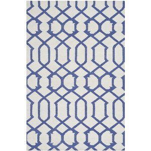 Dhurries Wool Ivory/Purple Area Rug