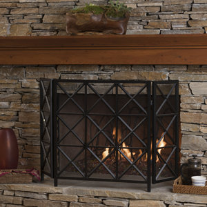 Bogar 3 Panel Iron Fireplace Screen