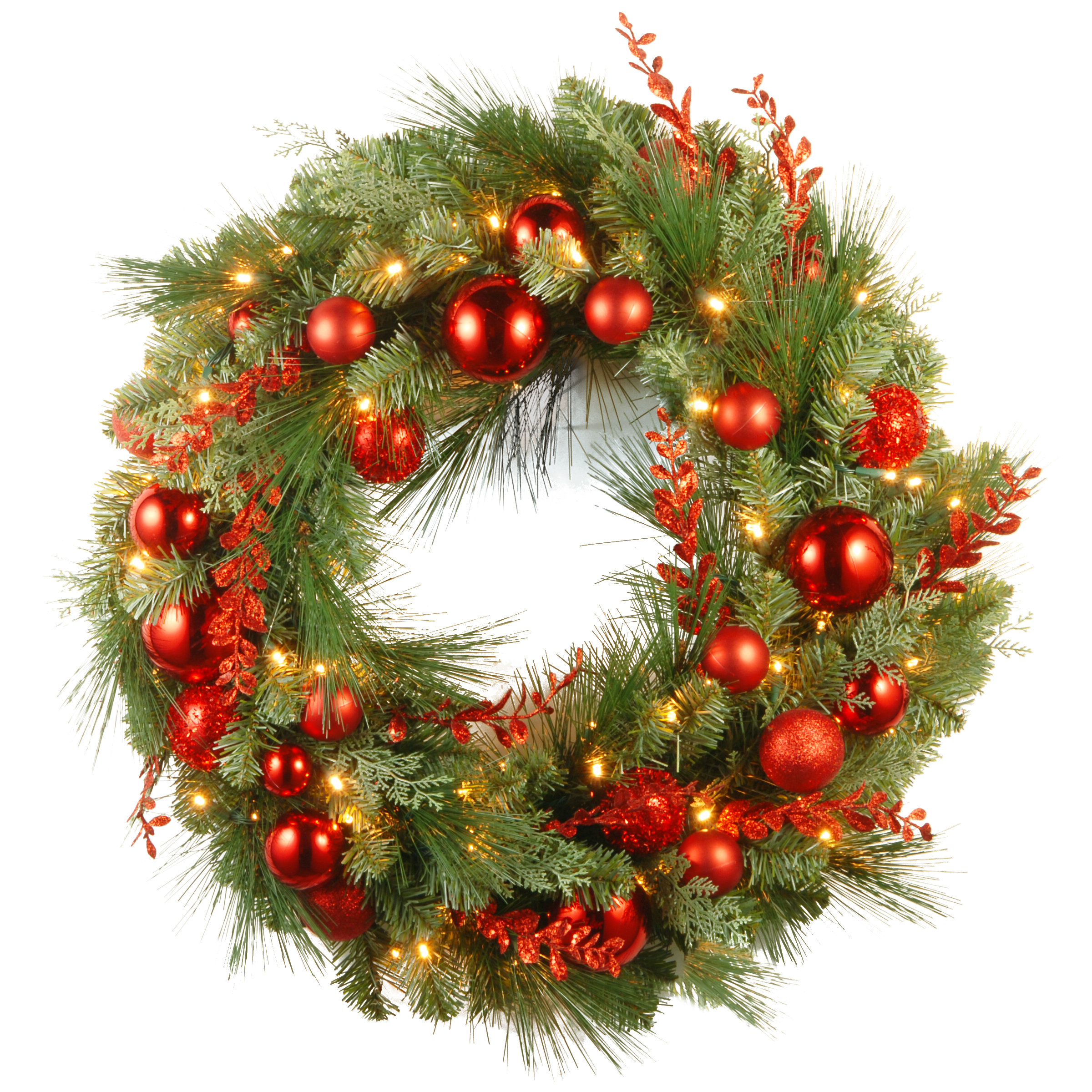 Pre Lit Christmas Mixed Wreaths With Battery Operated White Led Pre Lit Christmas Mixed Wreaths With Battery Operated White Led Lights Reviews Birch Lane