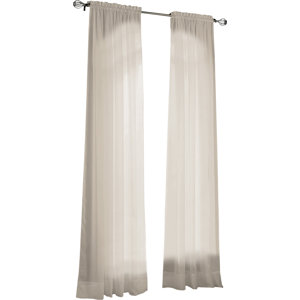 Rickman Basic Elegance Solid Sheer Rod Pocket Curtain Panel (Set of 2)