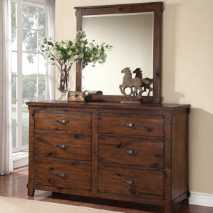 Camas 6 Drawer Double Dresser with Mirror by Loon Peak