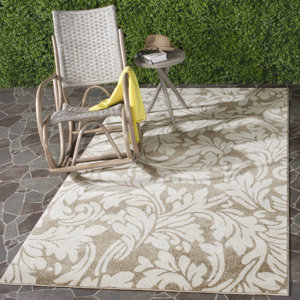 Maritza Floral Wheat/Beige Indoor/Outdoor Area Rug