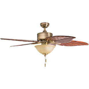 Leaf Blade Ceiling Fans You Ll Love Wayfair 52 Sabal Palm Tropical 5 Blade Led Ceiling Fan