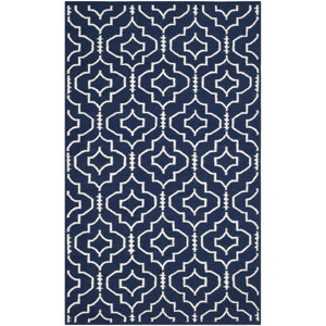 Dhurries Navy / Ivory Geometric Area Rug
