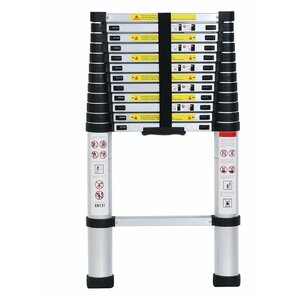 Telescopic 12.5 ft Aluminum Extension Ladder with 330 lb. Load Capacity