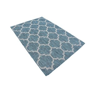 Enola Teal/Grey Outdoor Area Rug