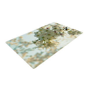 Robin Dickinson Cherry Blossoms Flower White Area Rug