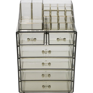 Sorbus Cosmetics Makeup And Jewelry Big Storage Display Stylish Vanity Bathroom Case 4 Large 2 Small Drawers Clear