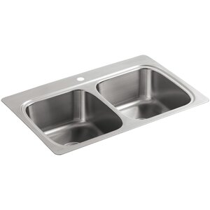 Verse Top-Mount Double-Equal Bowl Kitchen Sink with Single Faucet Hole