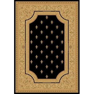 Black Fleur De Lys Area Rug