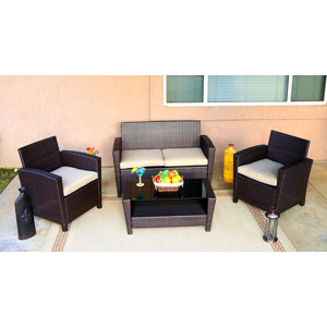 Mooney 4 Piece Sofa Set with Cushions