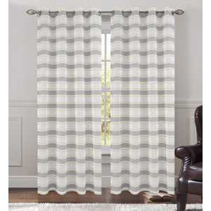 Deneuve Striped Semi-Sheer Grommet Curtain Panels (Set of 2)