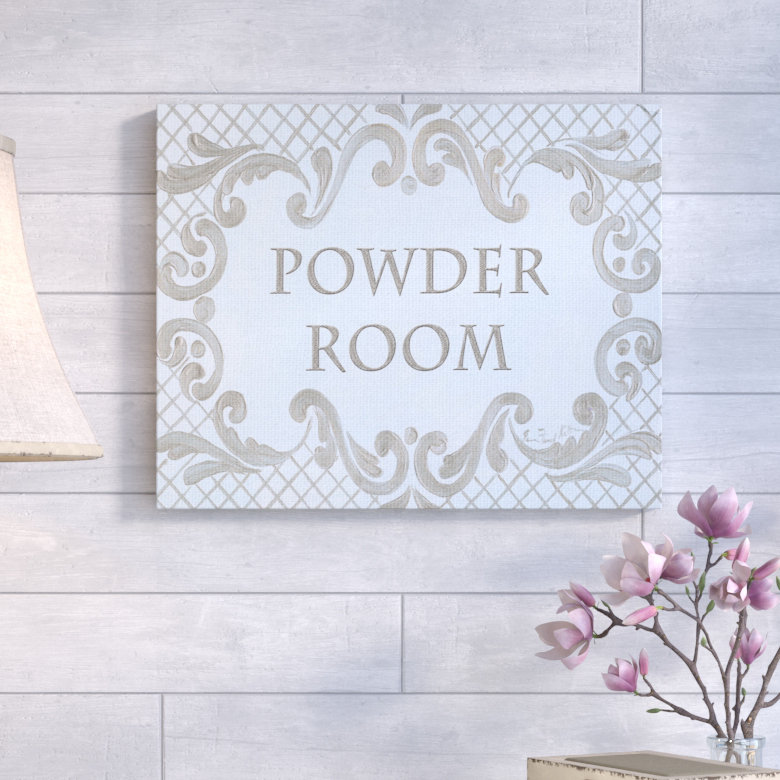 Ophelia & Co. 'Powder Room Aqua And Gold Lattice Bathroom ...