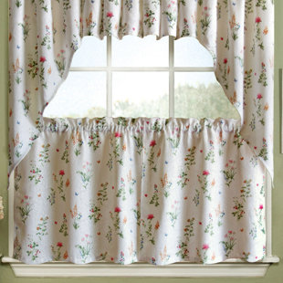 24 In Cafe Curtains Wayfair English Garden Fl Jacquard Kitchen Tier Curtain Set Of 2