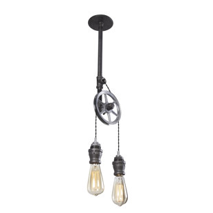 Barn Pulley Pendant Light Wayfair Steel Pulley 2 Light Bulb Pendant