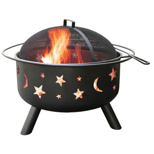 Big Sky Stars and Moon Steel Wood Burning Fire Pit
