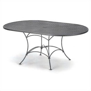 Mesh Top Set-Up Oval Wrought Iron Dining Table