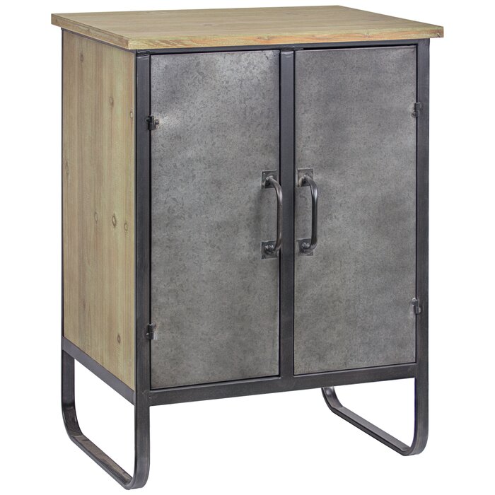 mizpah wood and metal 2 door accent cabinet