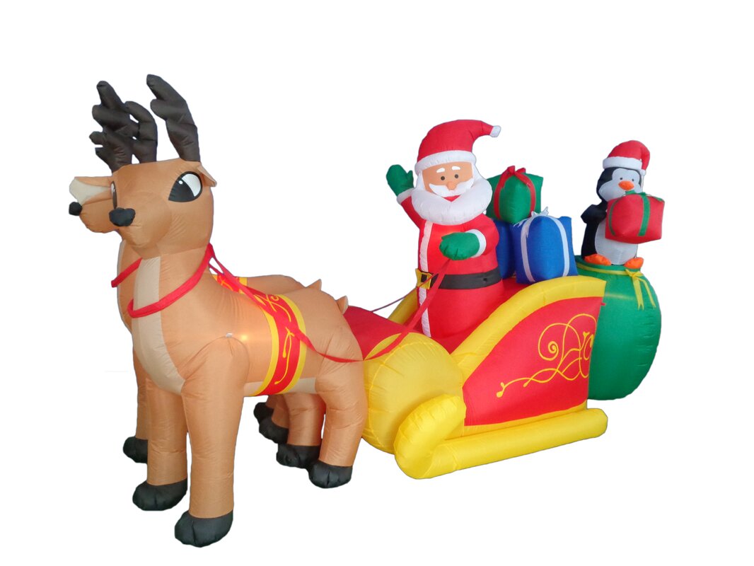 BZB Goods Christmas Inflatable Santa Claus with Reindeer Sleigh and.