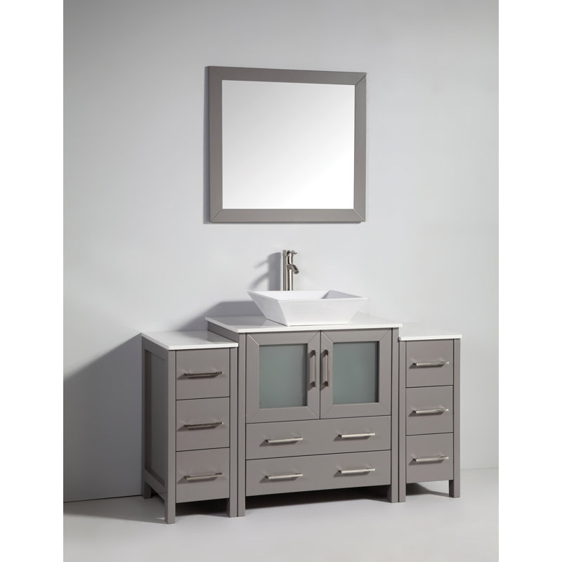 Wade Logan Karson Framed 54" Single Bathroom Vanity Set with Mirror